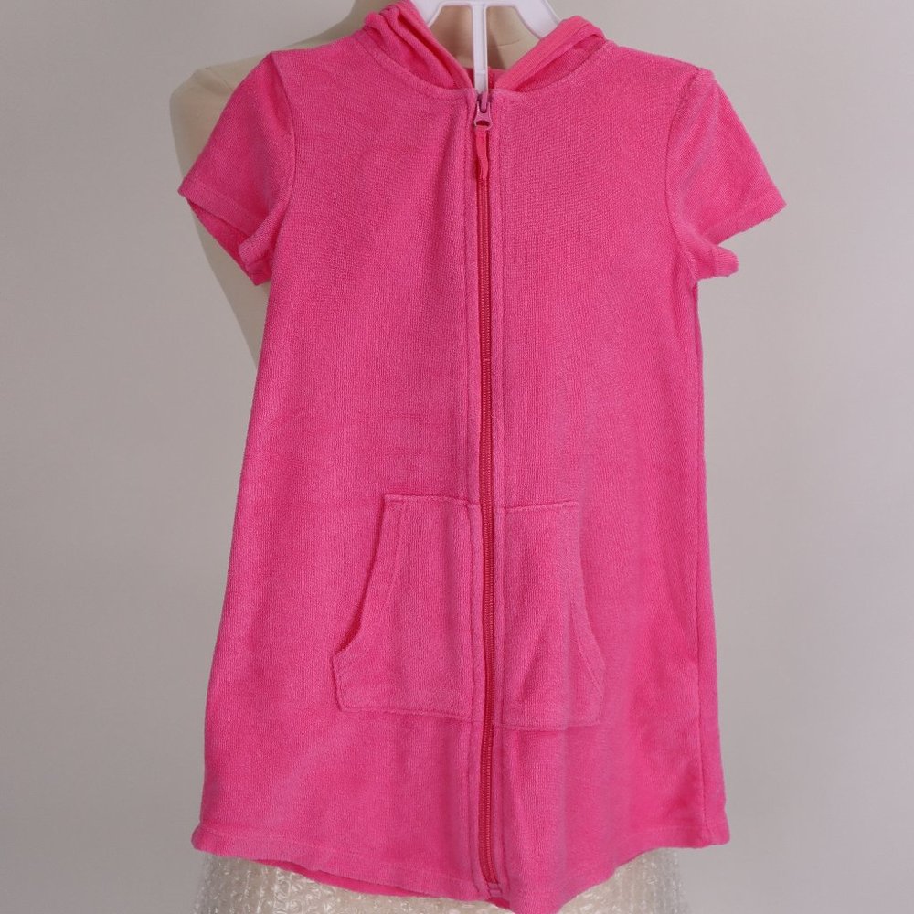 Wonder Nation Pink Terry Cloth Full Zippered Cover Up Dress Beach Summer Girls 4